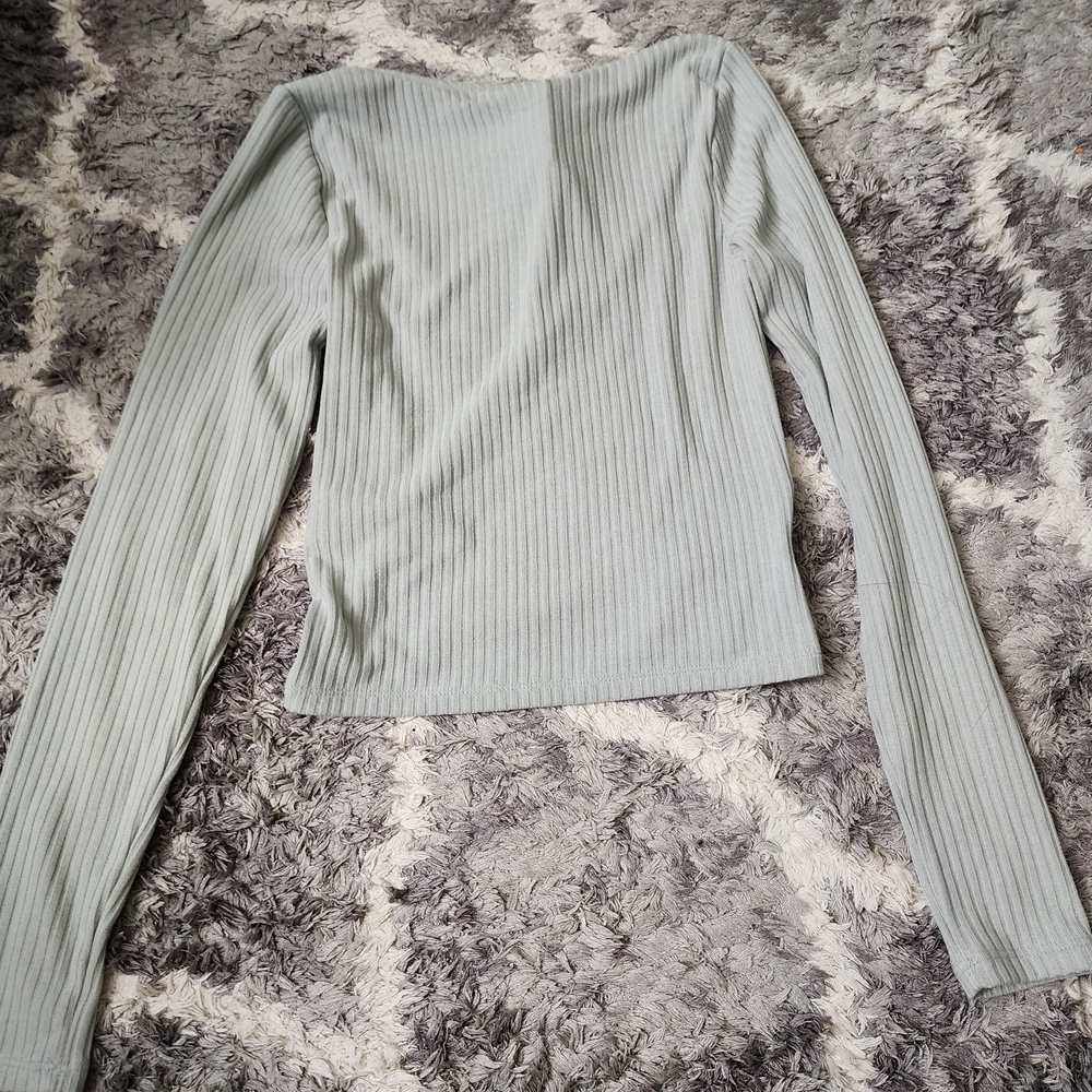 Women's Ribbed Long Sleeve Top - Mint Green